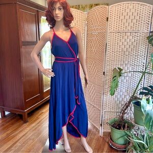 Sexy Blue and Red Wrap Grotto Dress